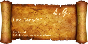 Lax Gergő névjegykártya